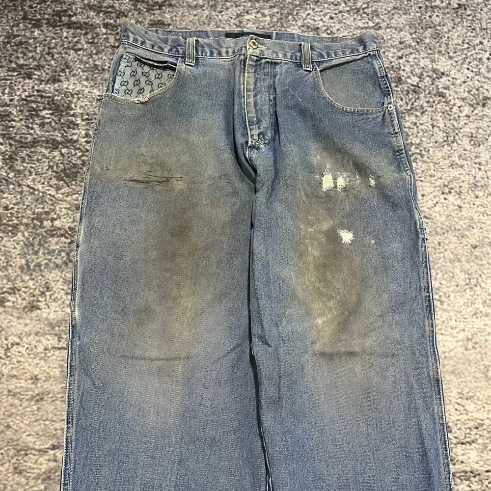 Vintage‎ Godbody Jeans Mens 36x32 Blue Distressed Carpenter Baggy Wide Leg Y2K